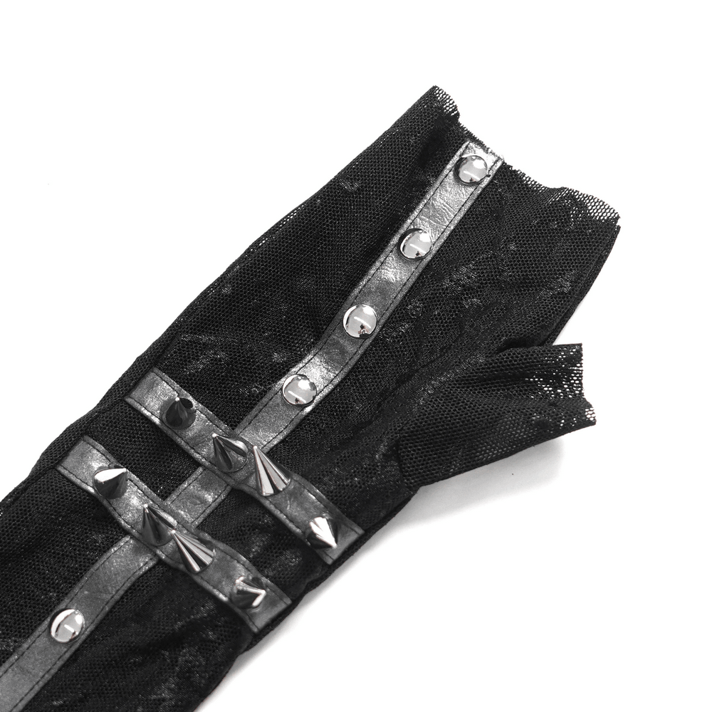 Women's Gothic Lace Arm Sleeves with Spike Stud Cuffs