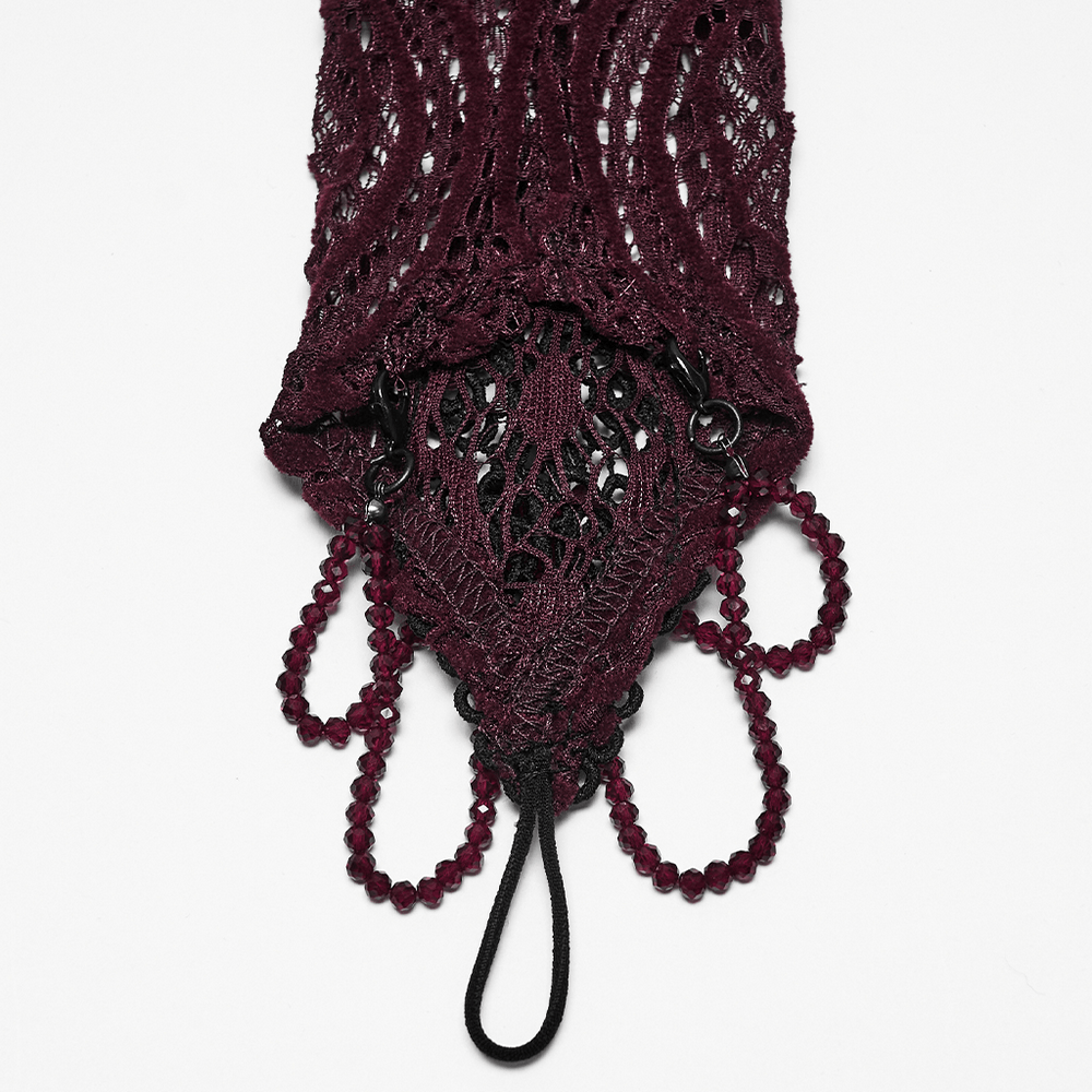 Women's Gothic Lace Arm Warmers With Crystal Details