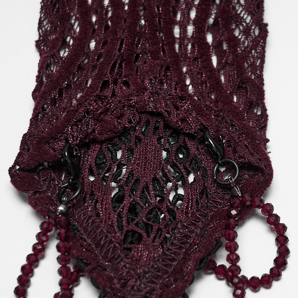 Women's Gothic Lace Arm Warmers With Crystal Details