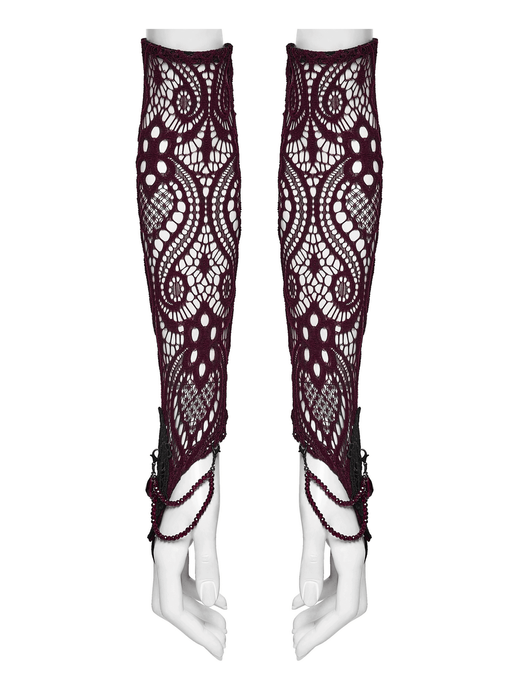 Women's Gothic Lace Arm Warmers With Crystal Details