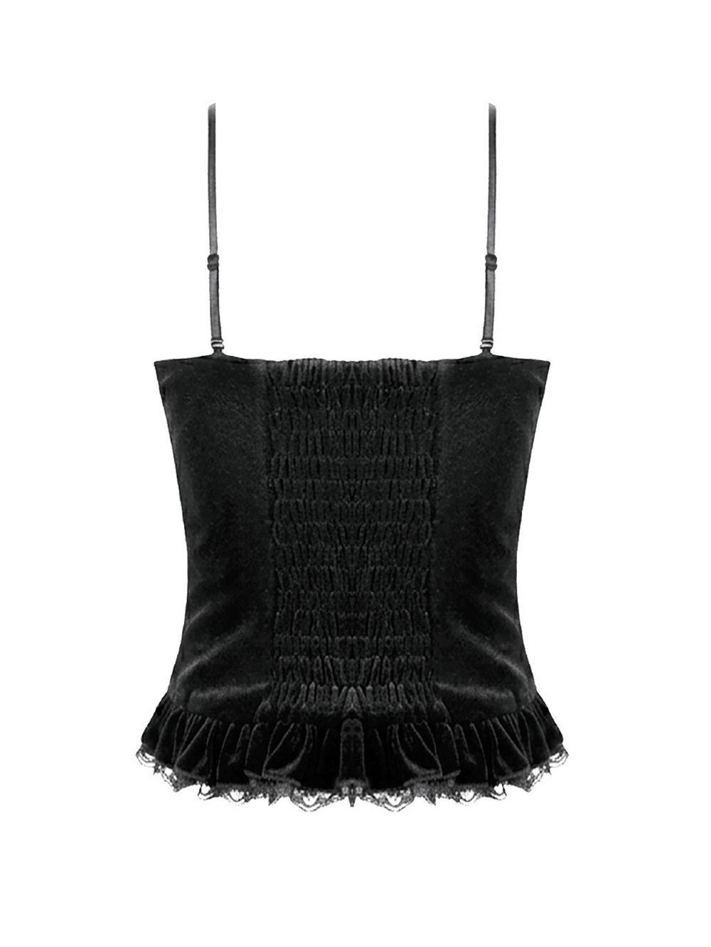 Women's Gothic Lace Camisole with Beaded Bust and Frills