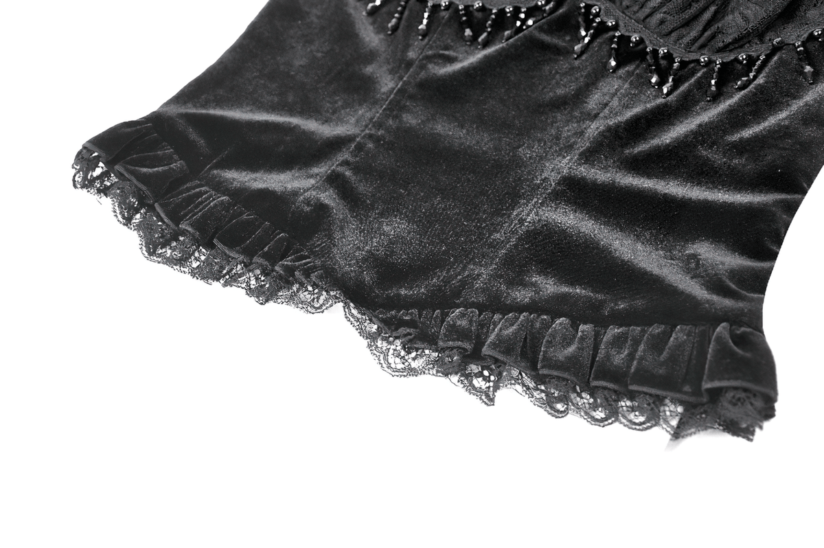 Women's Gothic Lace Camisole with Beaded Bust and Frills