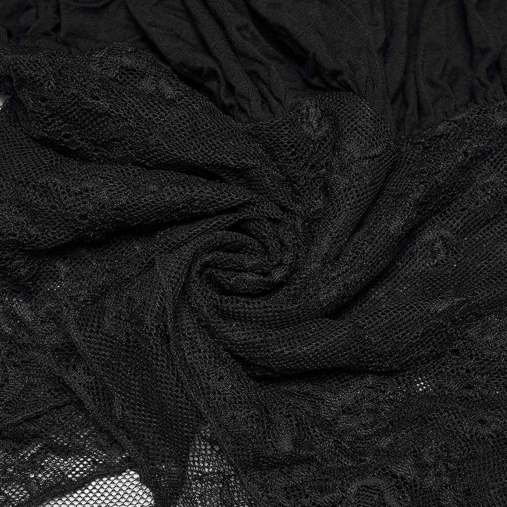 Women's Gothic Lace Handkerchief Hem Puff Top