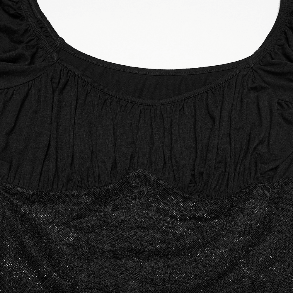 Women's Gothic Lace Handkerchief Hem Puff Top