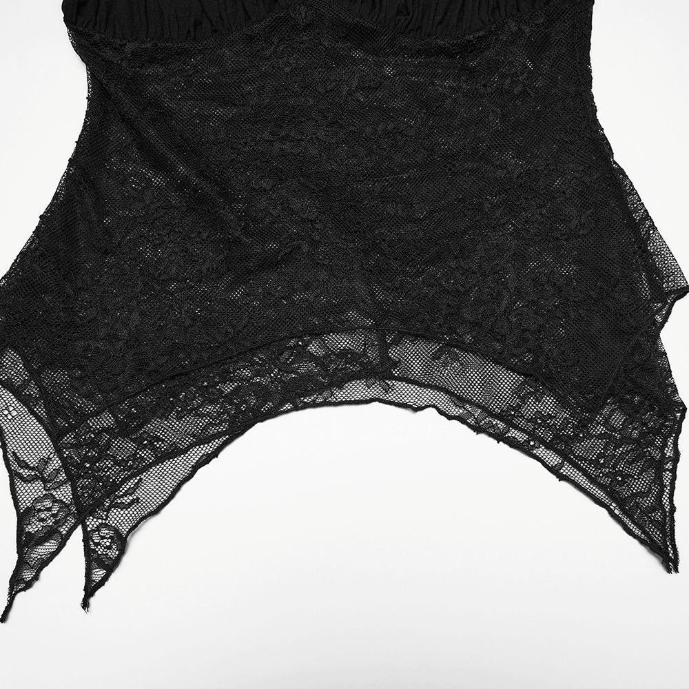 Women's Gothic Lace Handkerchief Hem Puff Top