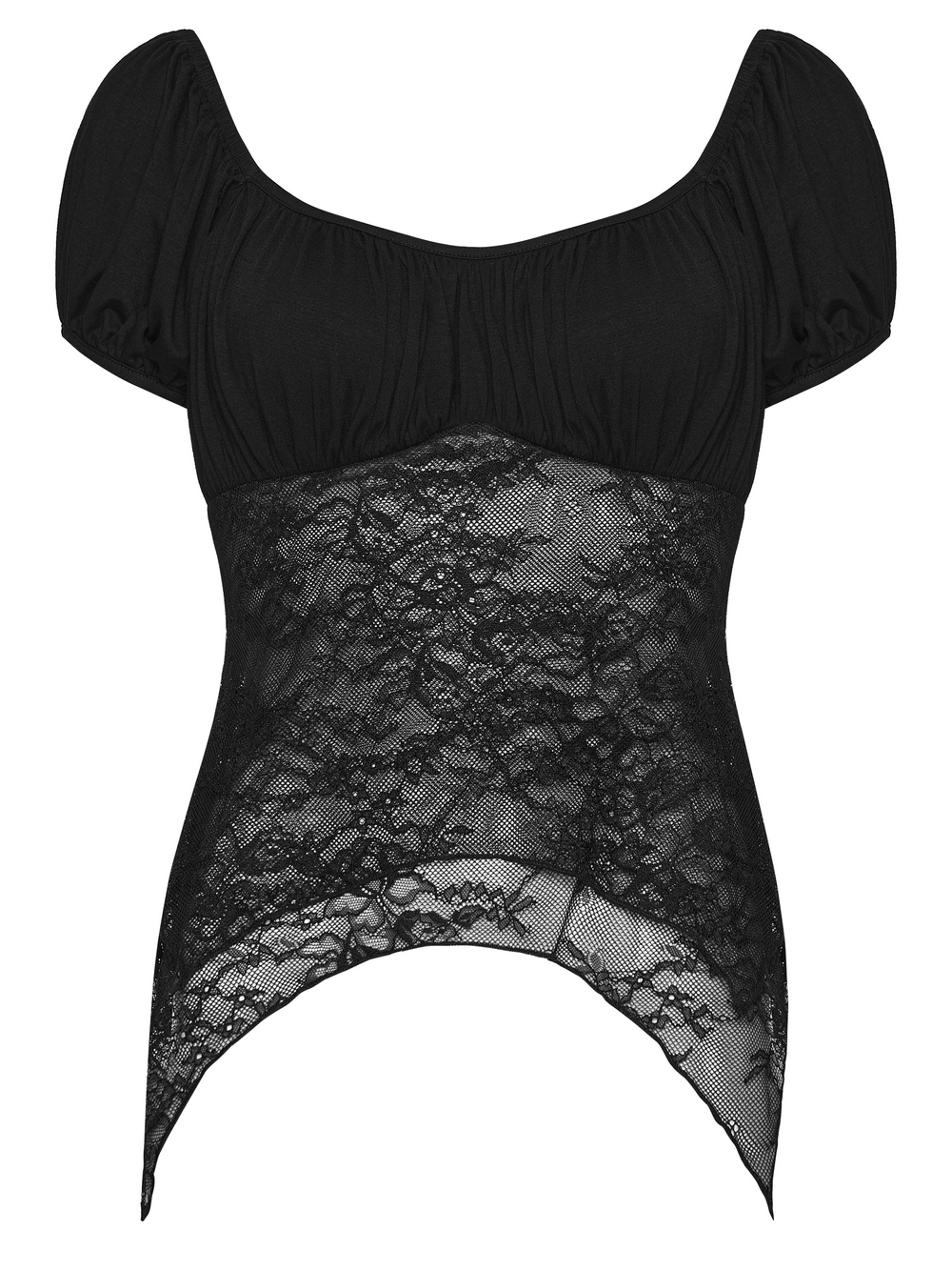 Women's Gothic Lace Handkerchief Hem Puff Top