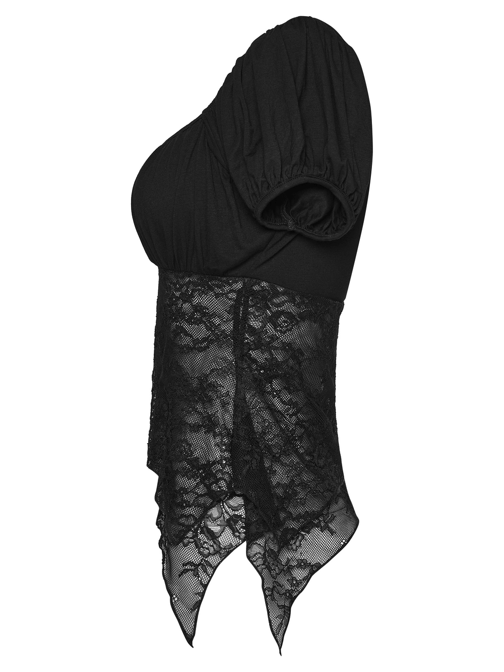 Women's Gothic Lace Handkerchief Hem Puff Top