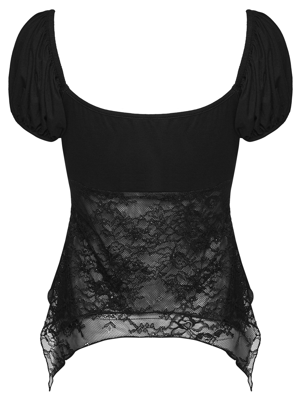 Women's Gothic Lace Handkerchief Hem Puff Top