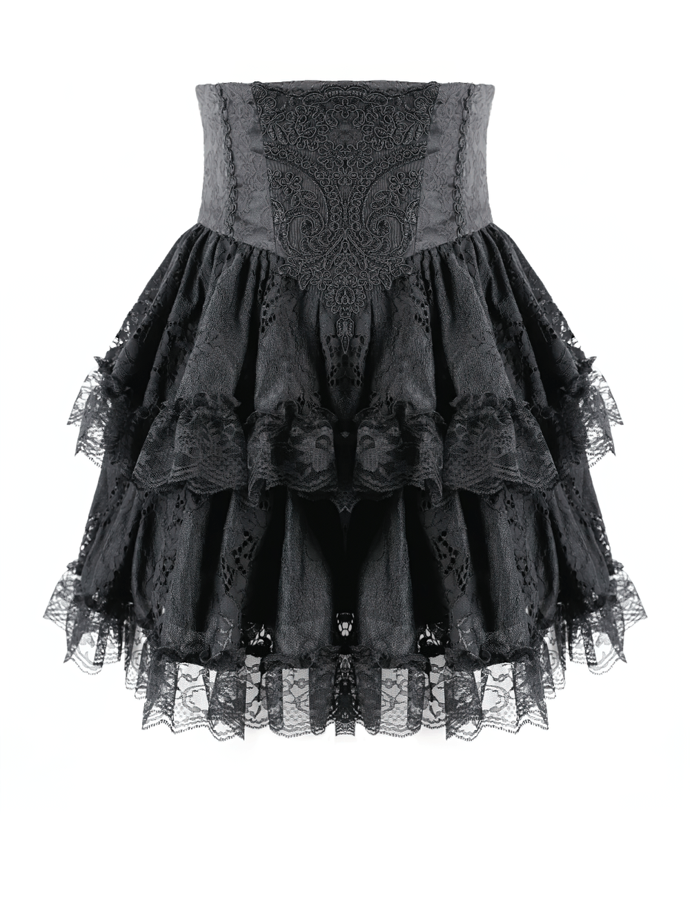 Women's Gothic Lace Ruffle High Waist Mini Skirt