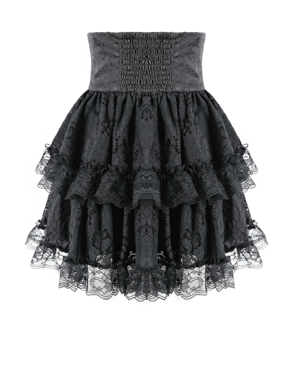 Women's Gothic Lace Ruffle High Waist Mini Skirt
