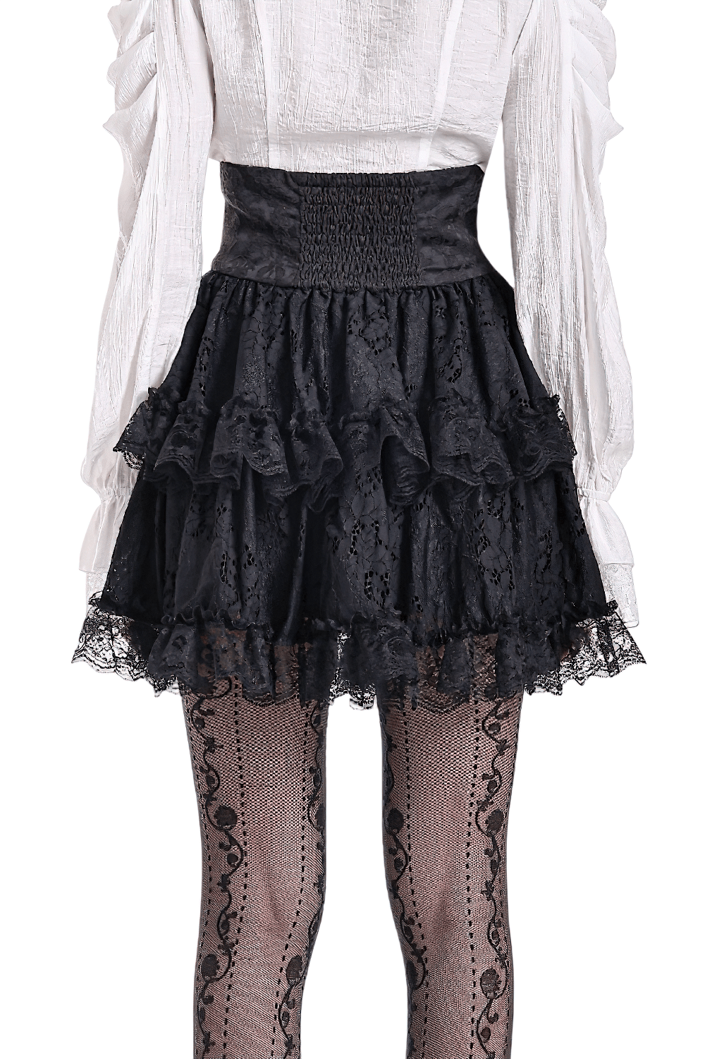 Women's Gothic Lace Ruffle High Waist Mini Skirt