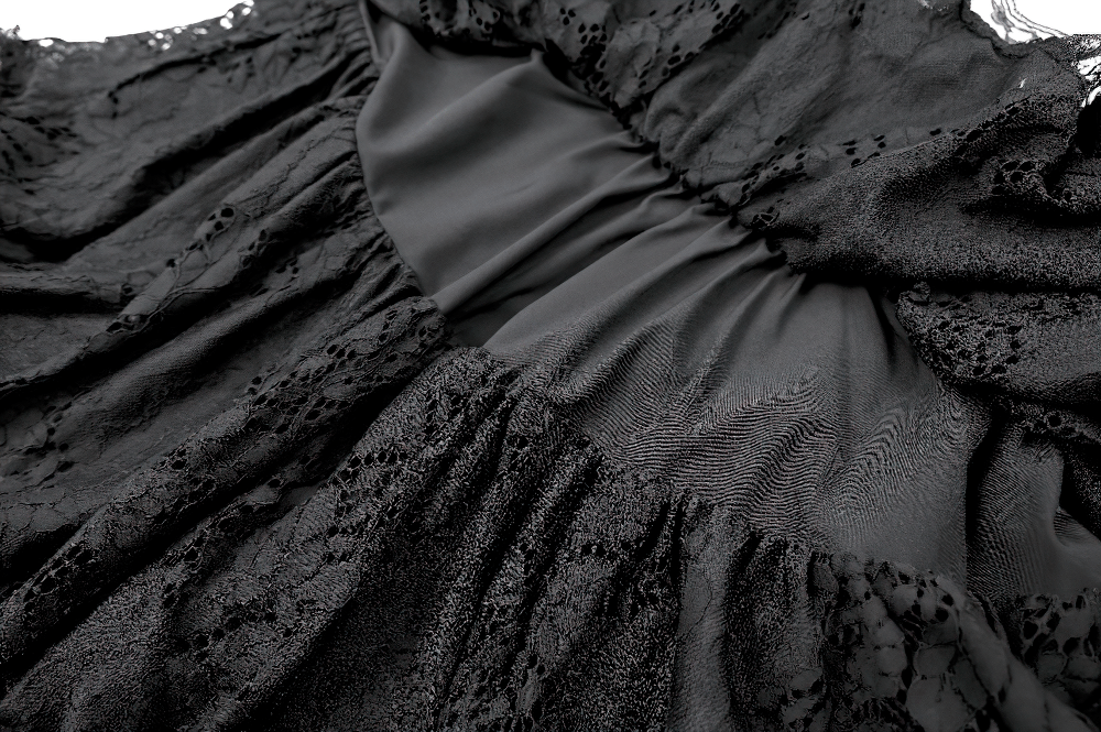 Women's Gothic Lace Ruffle High Waist Mini Skirt
