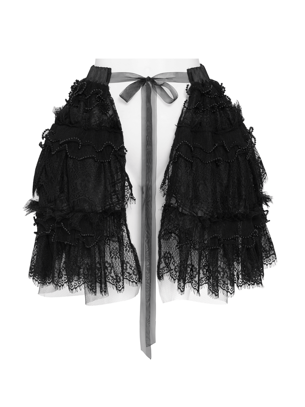 Women's Gothic Lace Ruffle Mini Skirt with Layered Trim