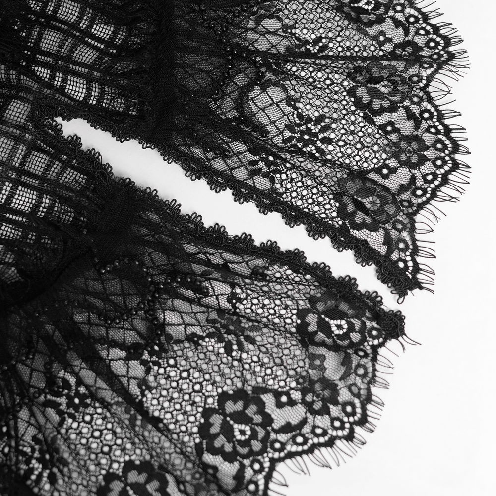 Women's Gothic Lace Ruffle Mini Skirt with Layered Trim