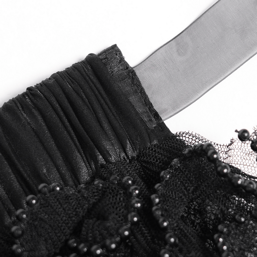 Women's Gothic Lace Ruffle Mini Skirt with Layered Trim
