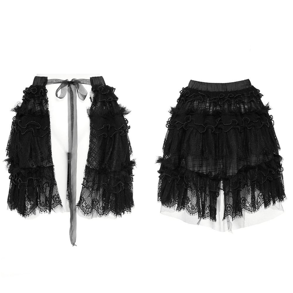 Women's Gothic Lace Ruffle Mini Skirt with Layered Trim