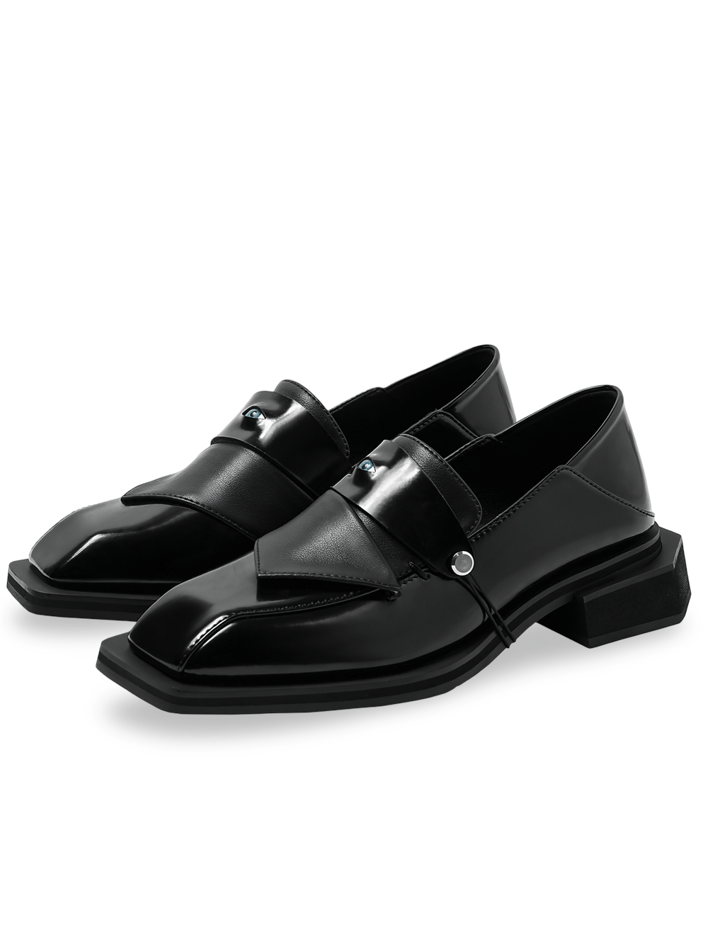 Women's Gothic Patent Eye Strap Square Toe Loafers