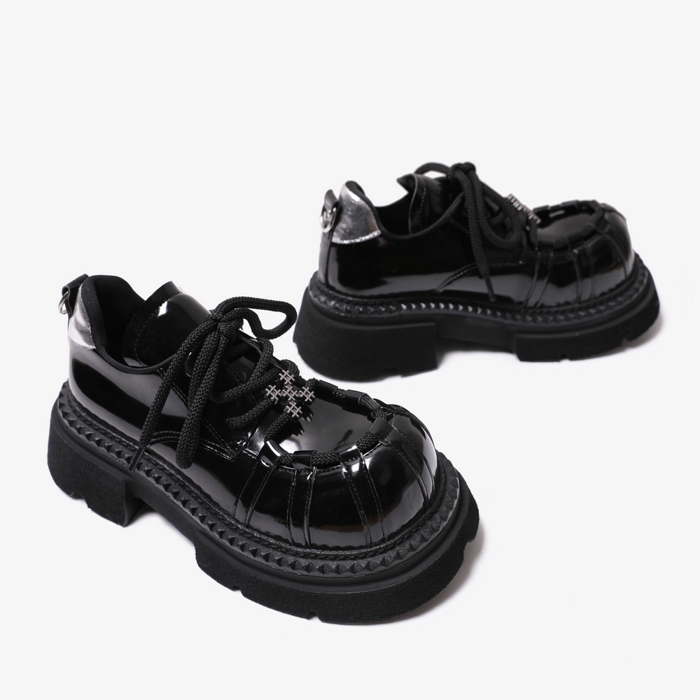 Women's Gothic Platform Derby Shoes with Cage Toe
