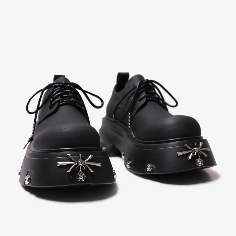 Women's Gothic Platform Derby Shoes with Spider Charm