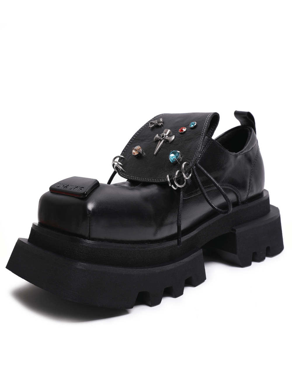 Women's Gothic Platform Loafers with Jeweled Flaps