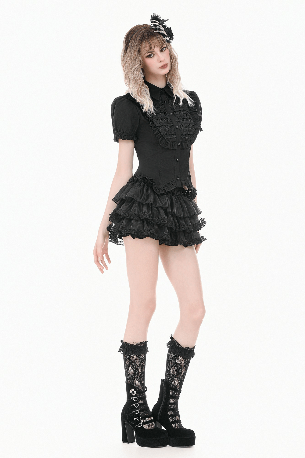 Women's Gothic Ruffle Puff Sleeved Victorian Blouse