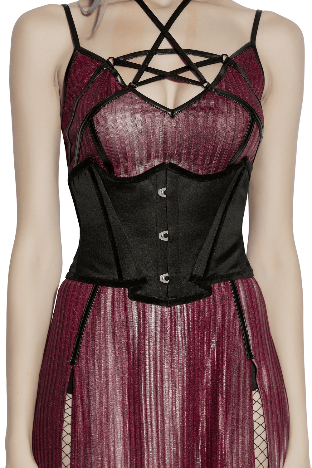 Women's Gothic Satin Underbust Corset with Lace Up