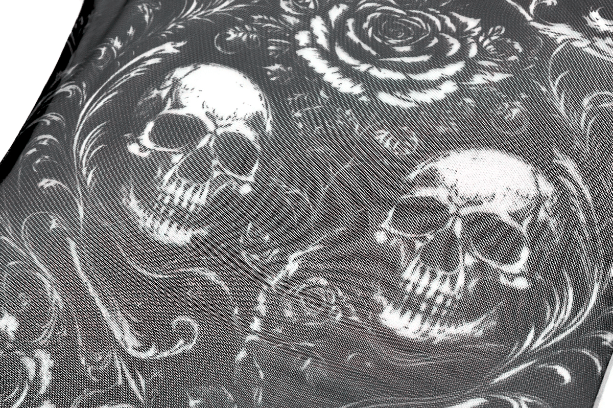 Women's Gothic Skull and Rose Mesh Long Sleeve Sheer Top