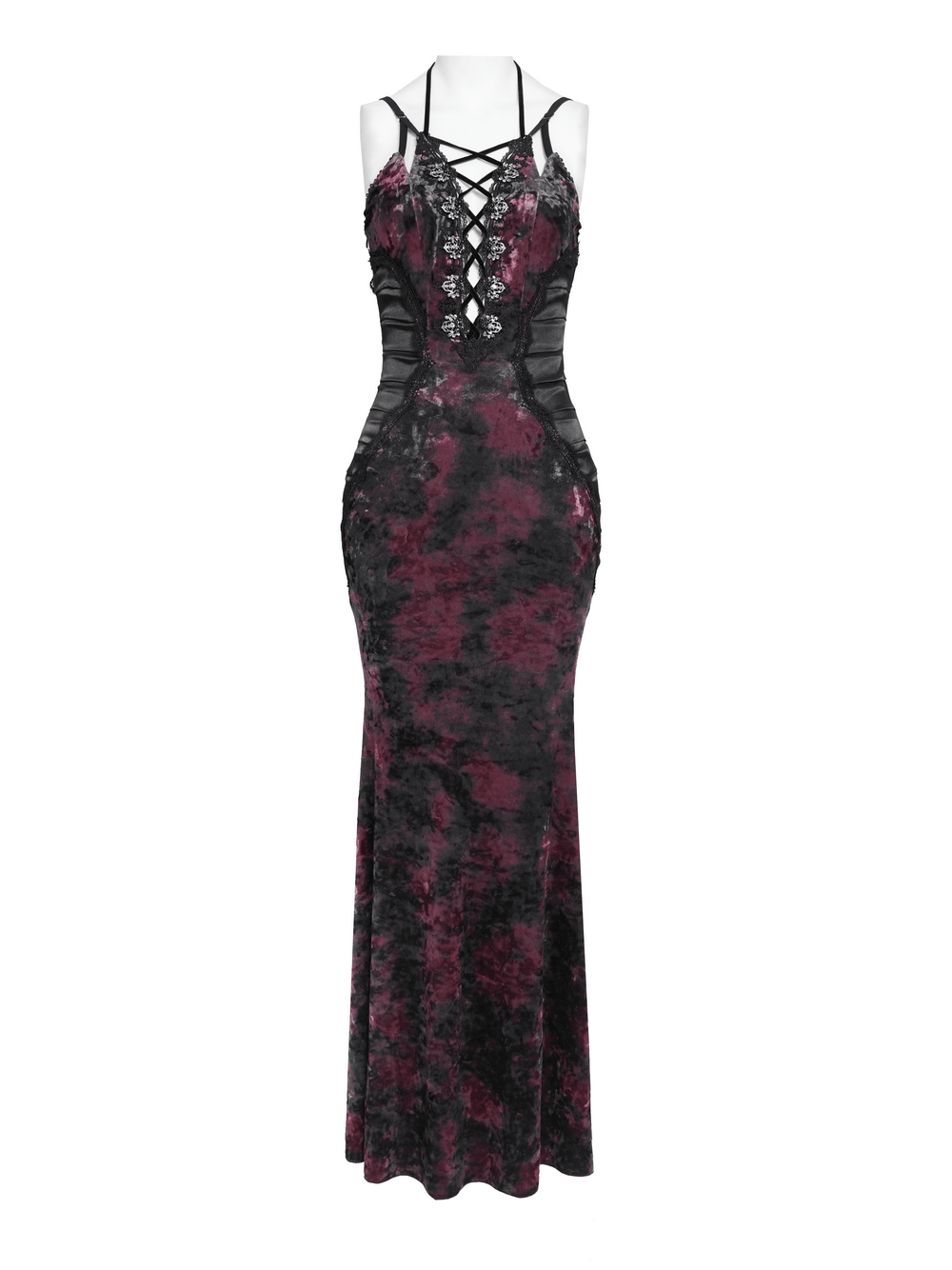 Women's Gothic Tie Dye Lace Up Mermaid Maxi Dress