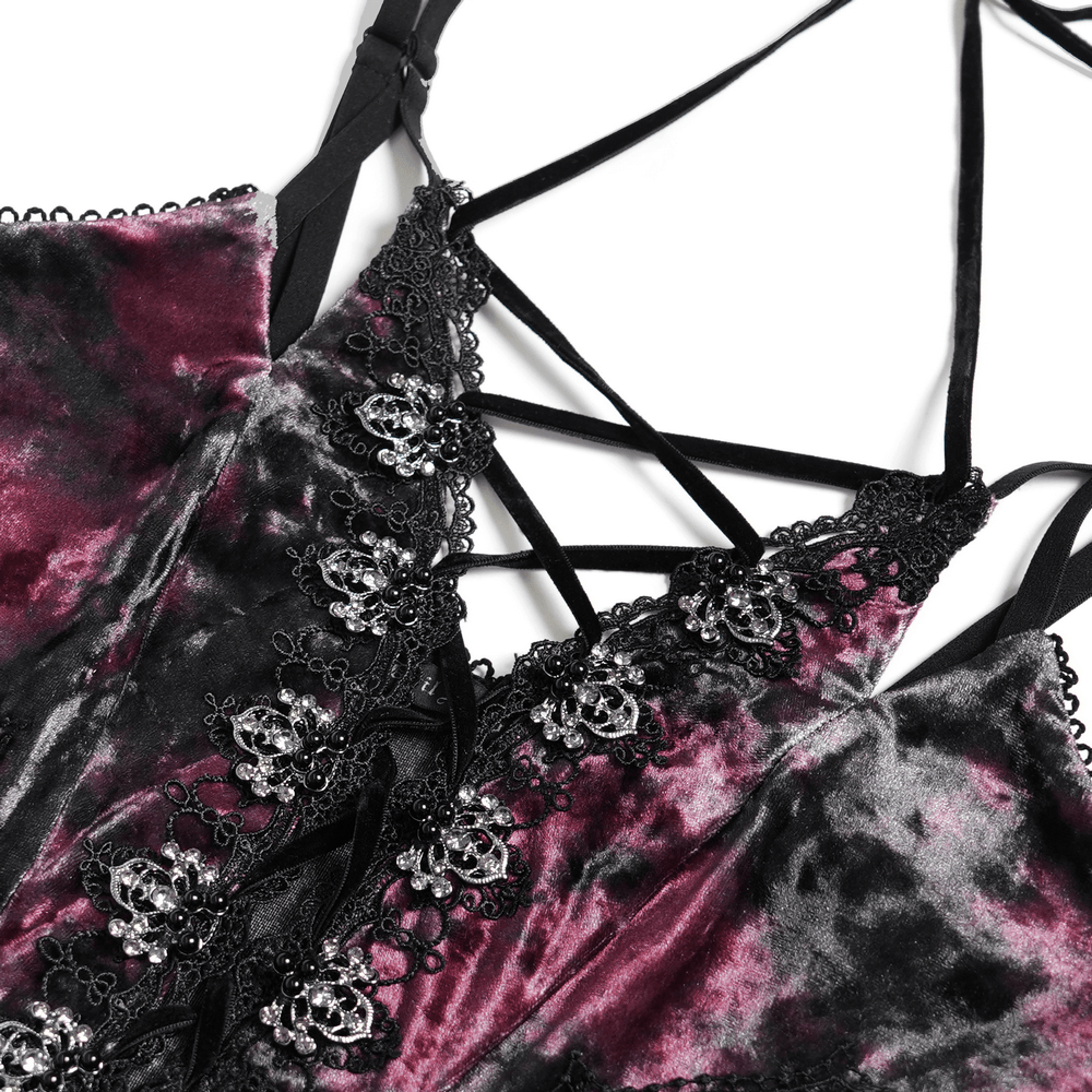 Women's Gothic Tie Dye Lace Up Mermaid Maxi Dress