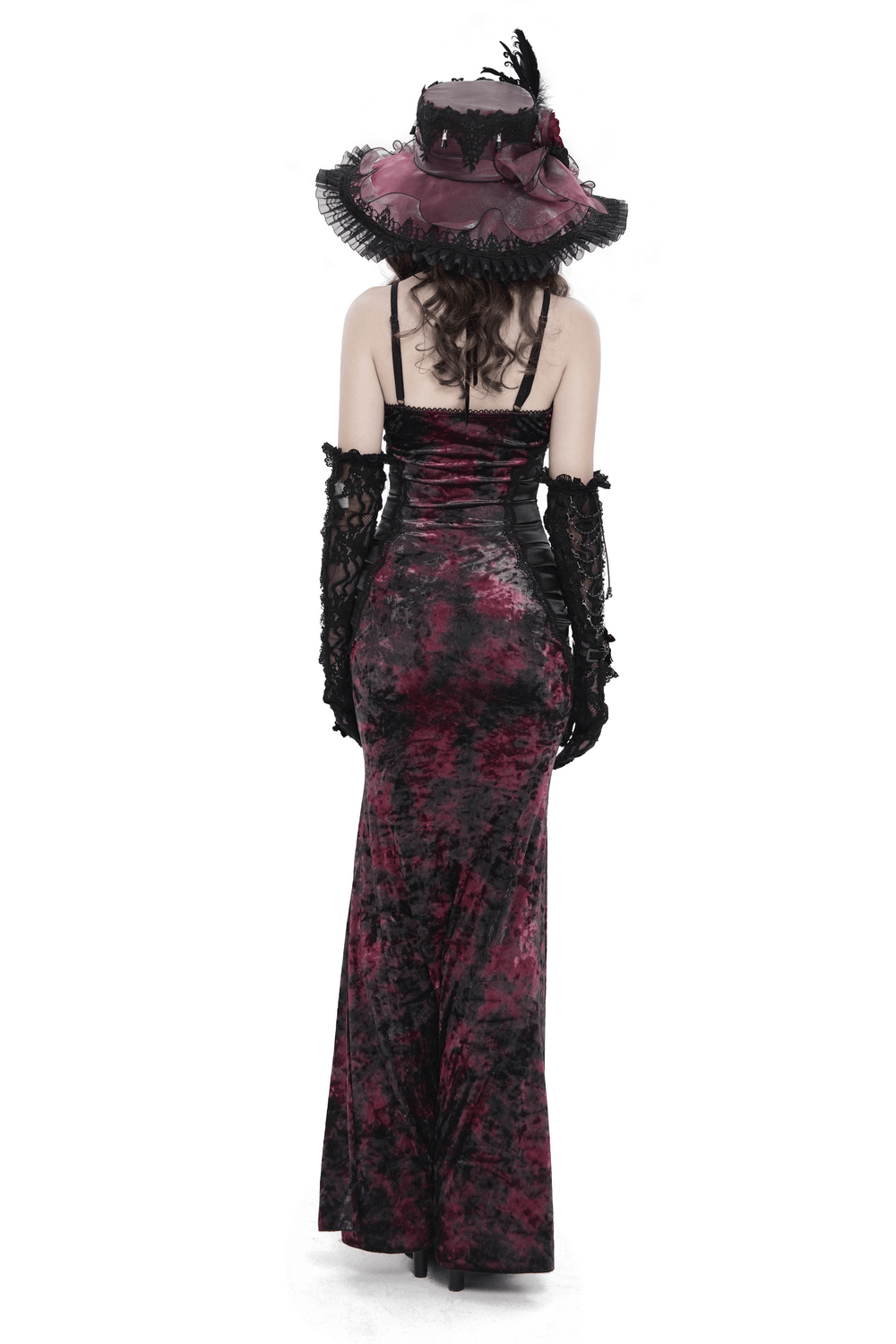 Women's Gothic Tie Dye Lace Up Mermaid Maxi Dress