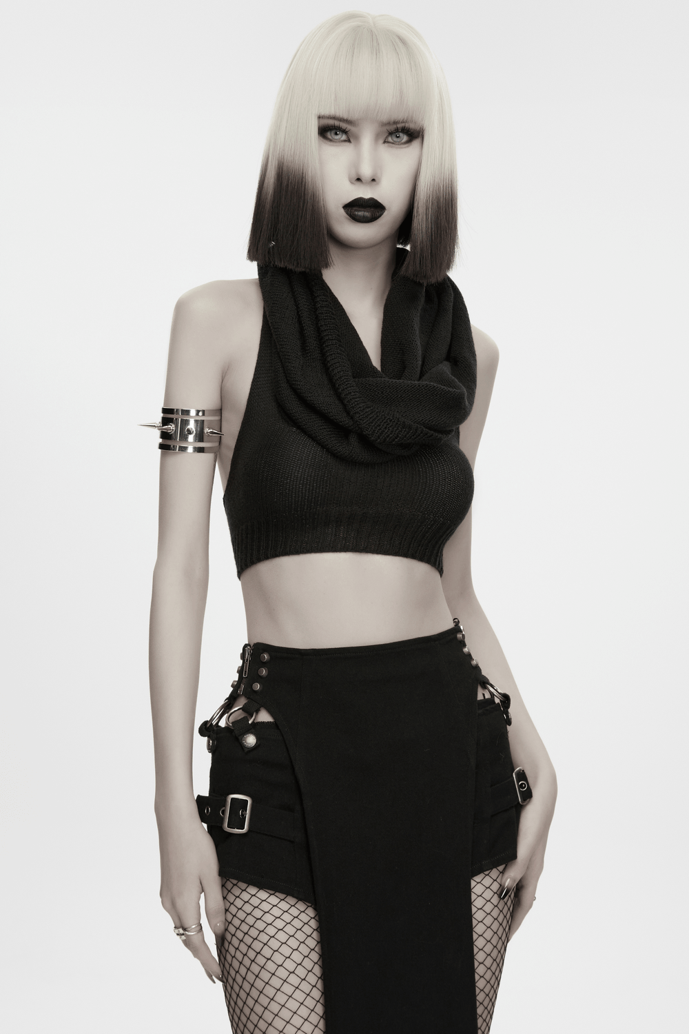Women's Gothic Wasteland Hooded Knit Crop Top