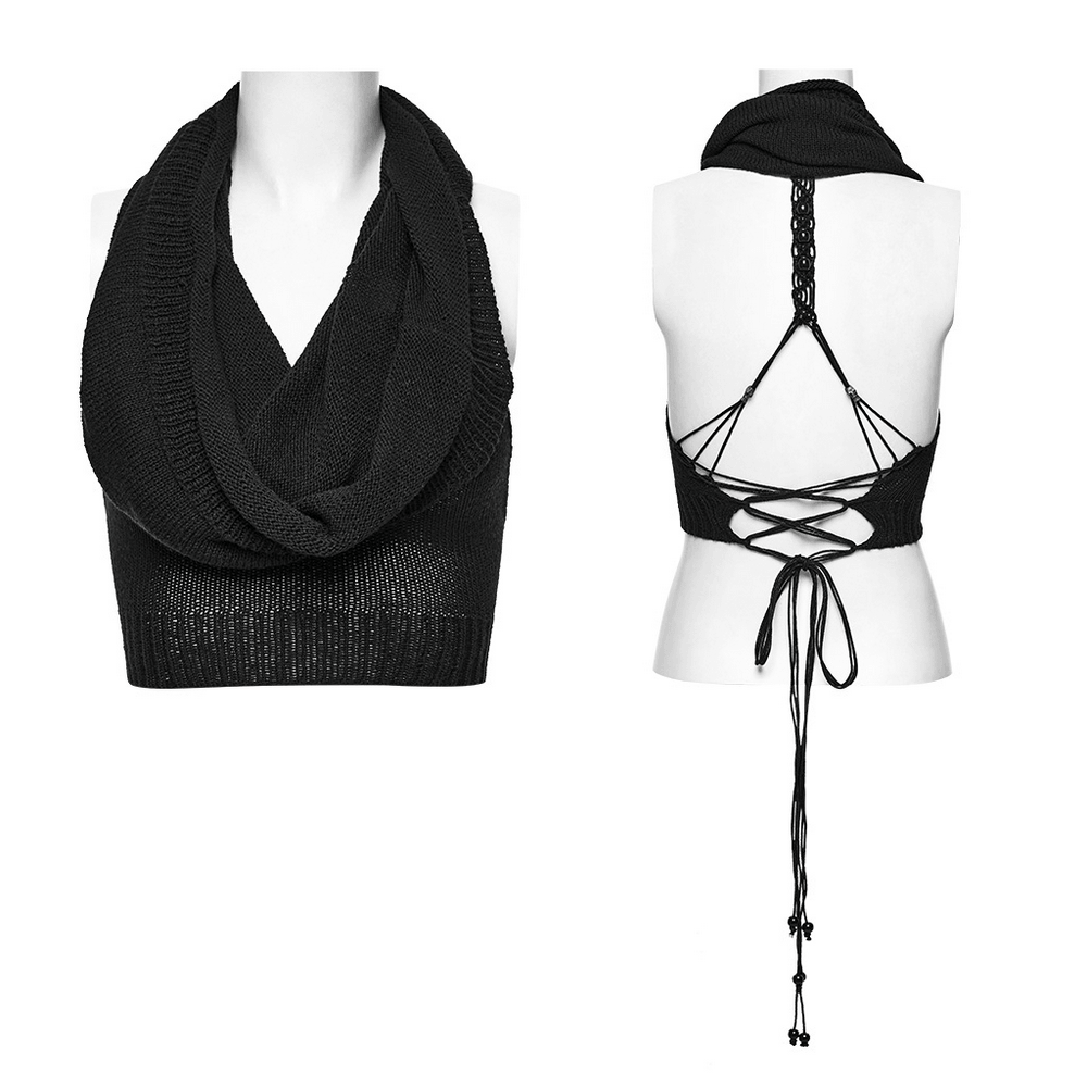 Women's Gothic Wasteland Hooded Knit Crop Top