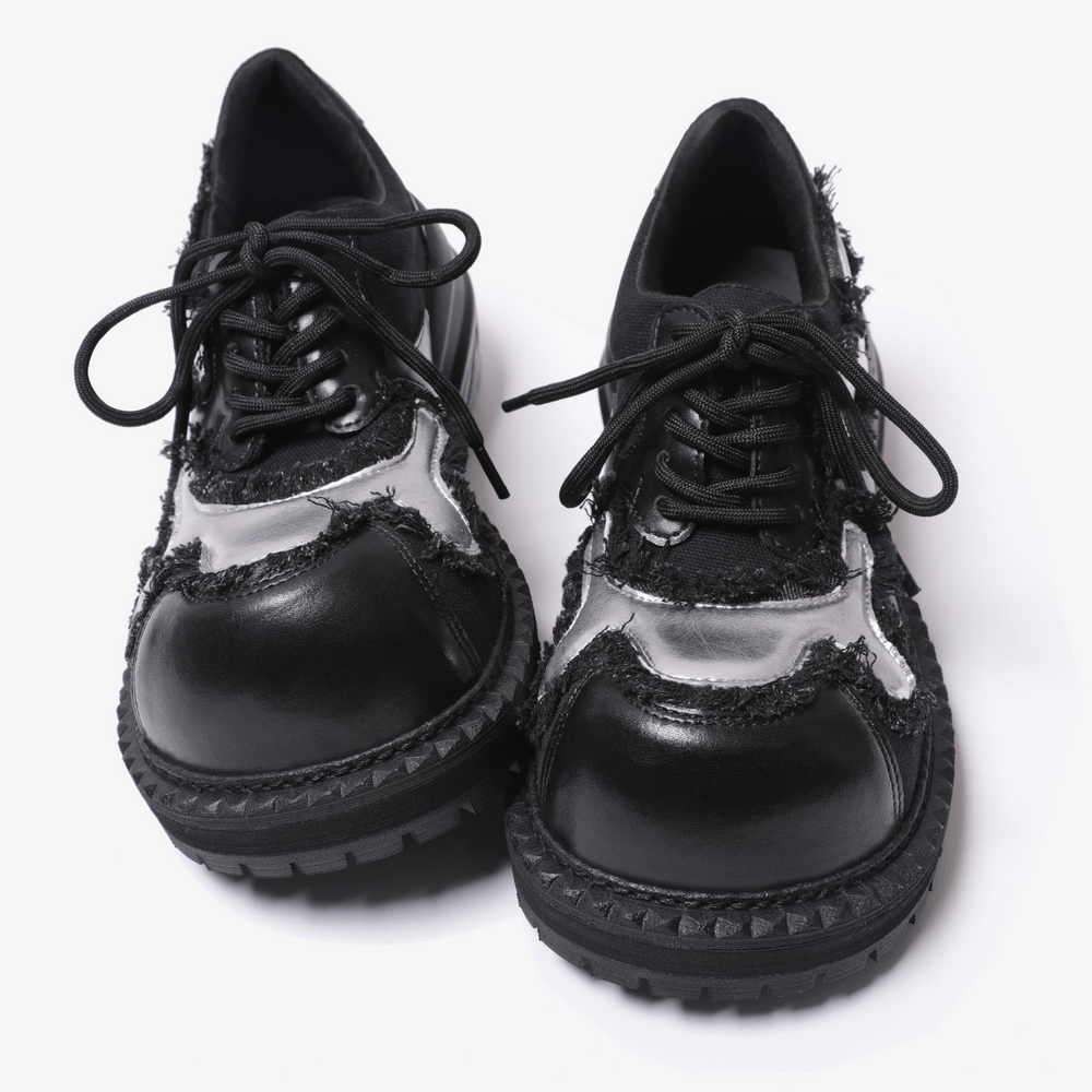 Women's Grunge Platform Shoes with Silver Panels