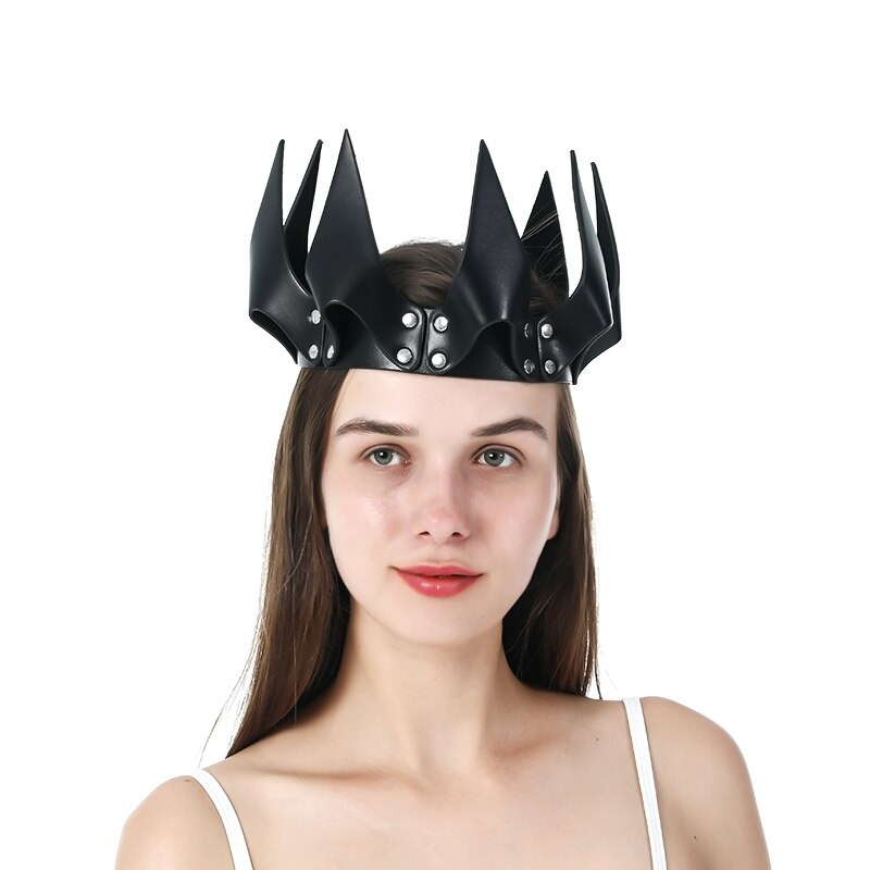 Women's Halloween Head Mask with Rivets / Gothic PU Leather Head Mask / Fashion Сrown