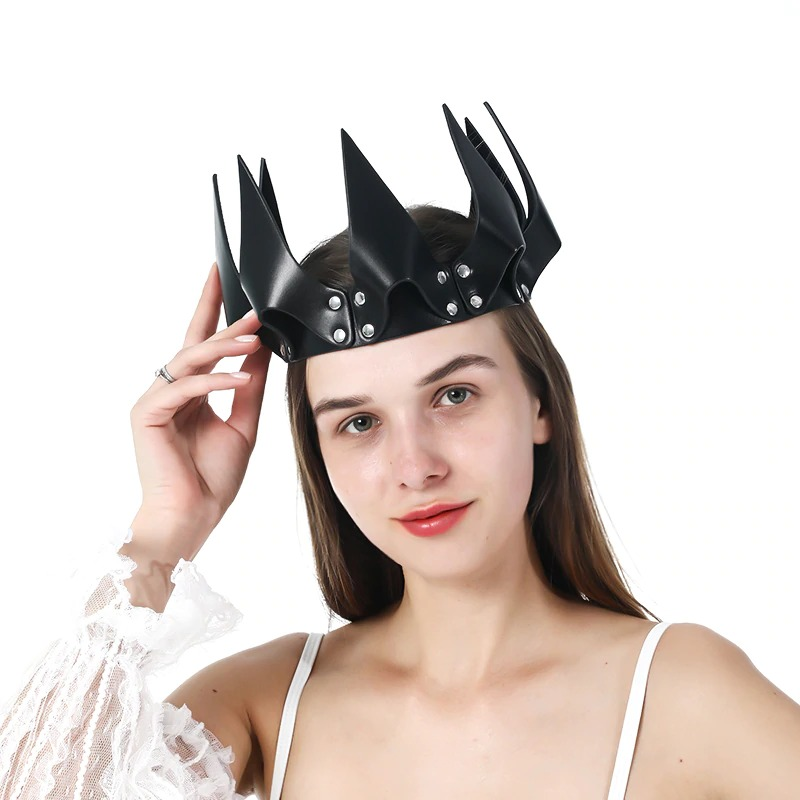 Women's Halloween Head Mask with Rivets / Gothic PU Leather Head Mask / Fashion Сrown