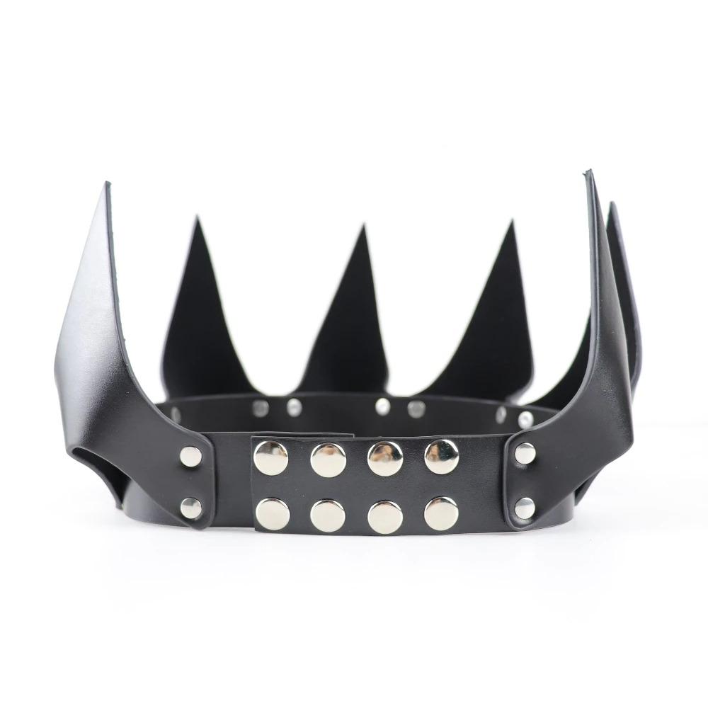 Women's Halloween Head Mask with Rivets / Gothic PU Leather Head Mask / Fashion Сrown