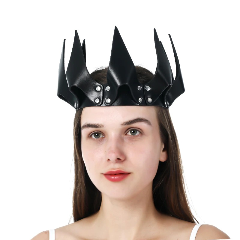 Women's Halloween Head Mask with Rivets / Gothic PU Leather Head Mask / Fashion Сrown