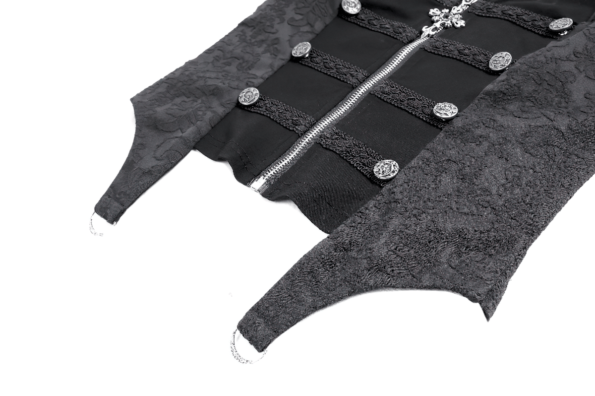 Women's Halter Waistcoat with Zip and Metal Buttons