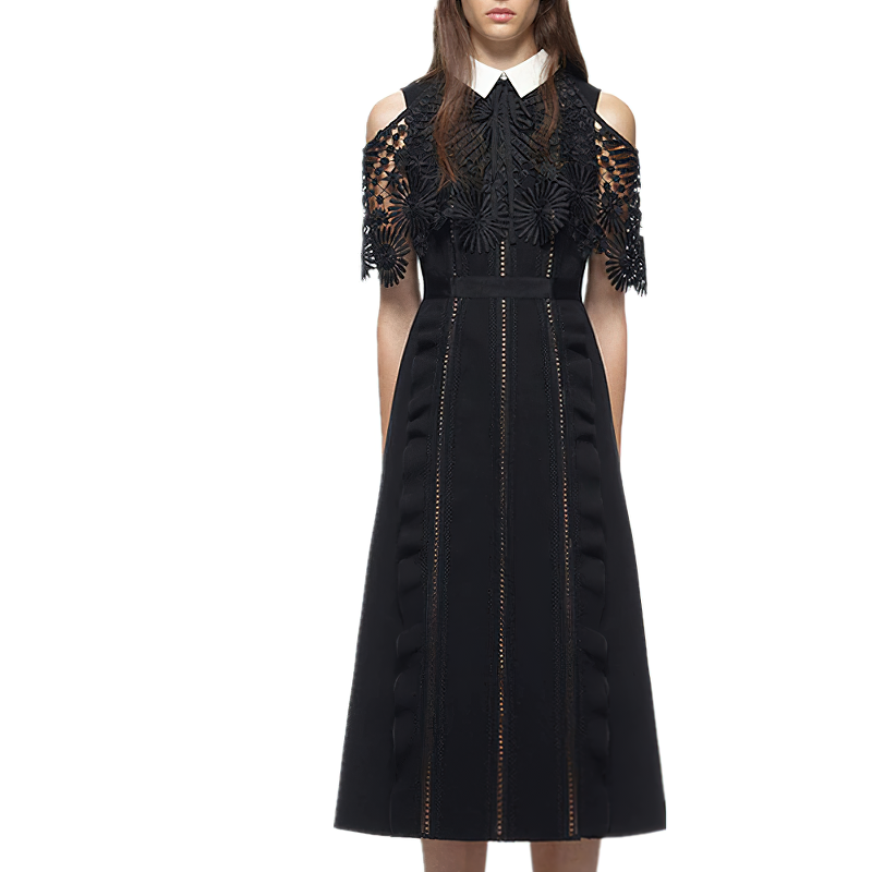 Women's Long Dress with Sleeve / Elegant Lace Hollow Out Summer Dresses