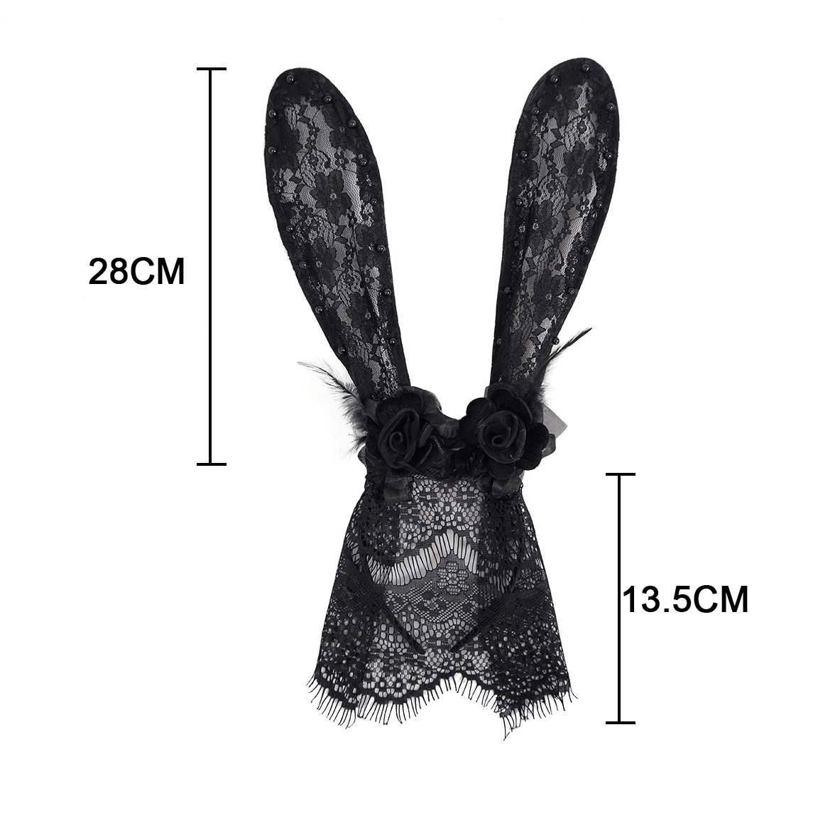 Women's Lace Rabbit Ears Headdress With Face Mask / Gothic Sexy Hair Accessories