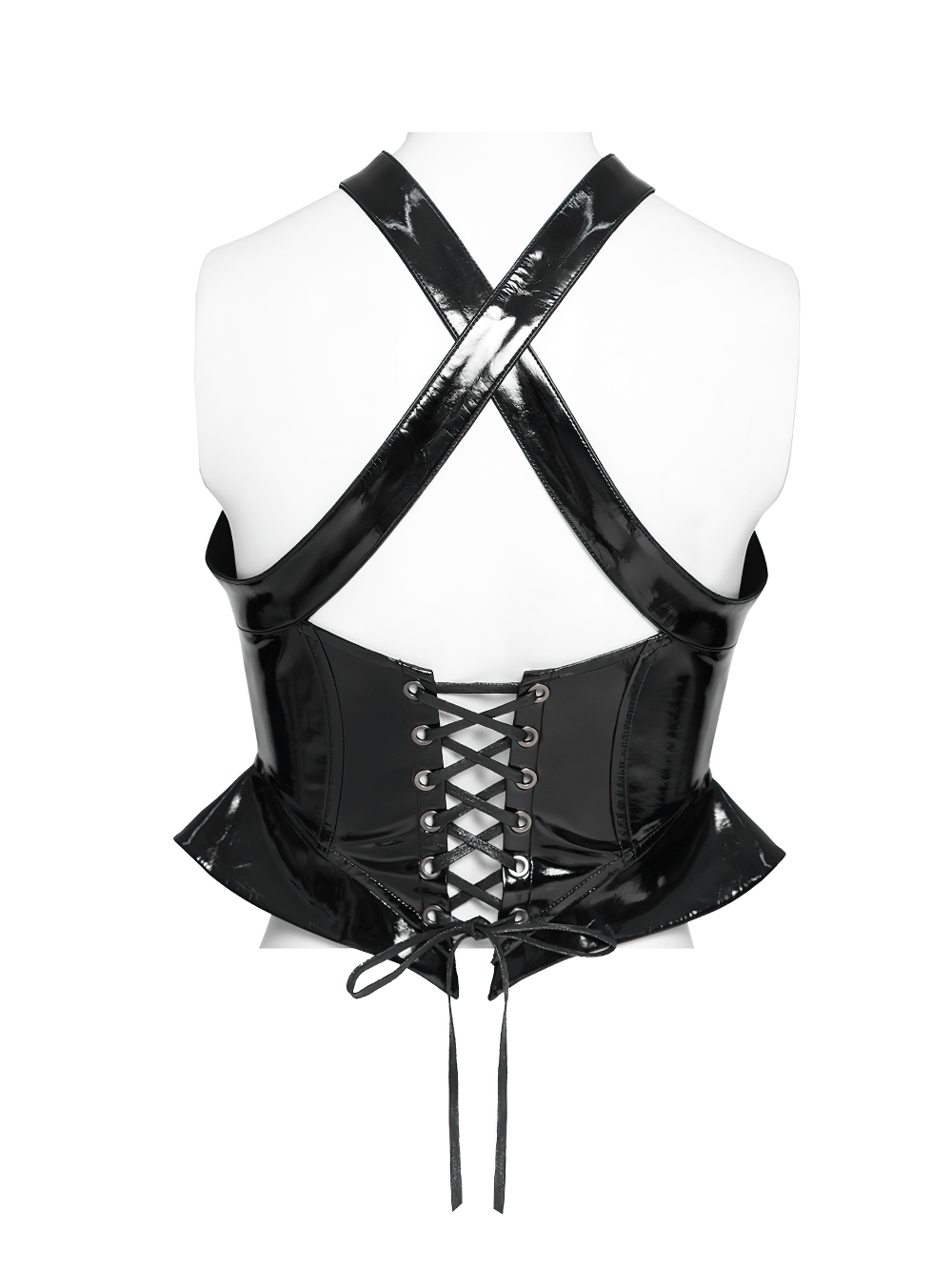Women's Patent Gothic Harness Lace Up Corset Top