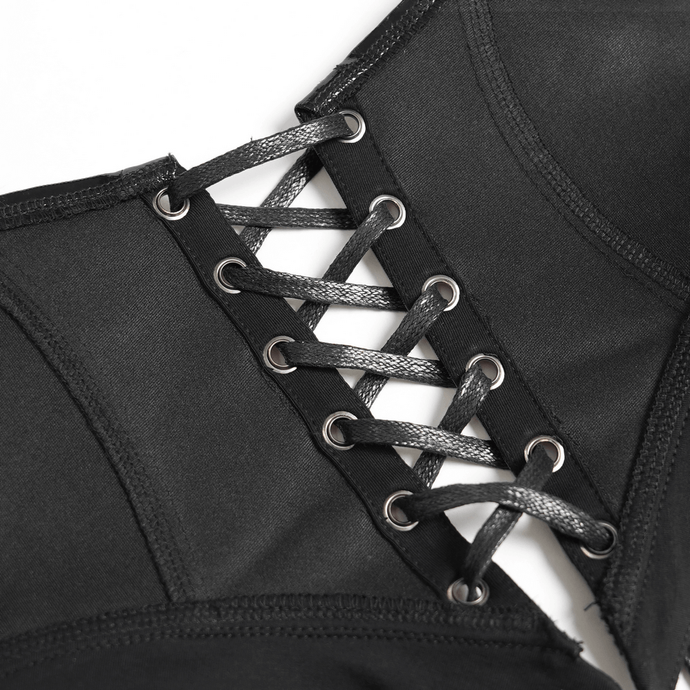 Women's Patent Gothic Harness Lace Up Corset Top