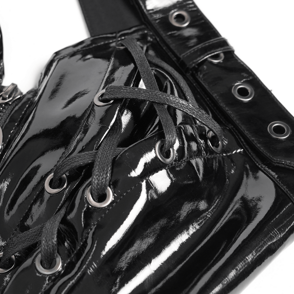 Women's Patent Gothic Harness Lace Up Corset Top