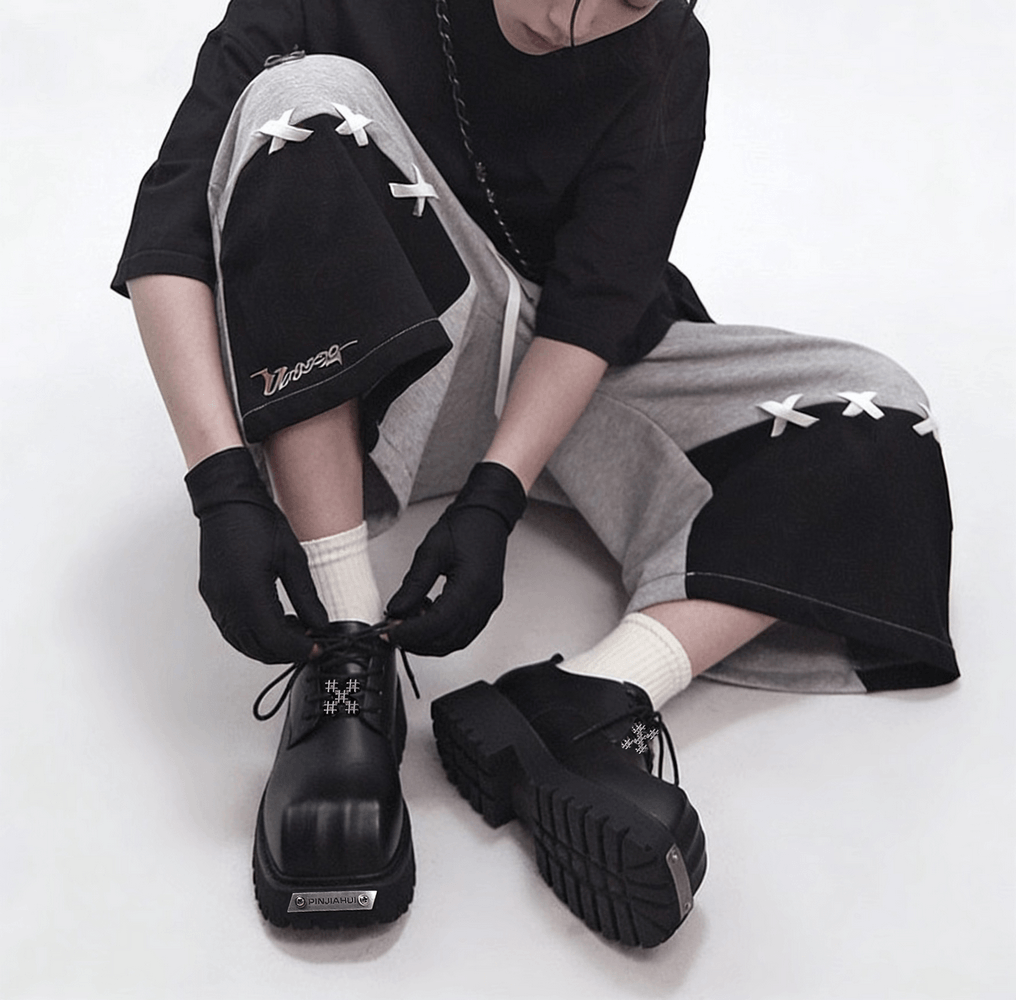 Women's Punk Derby Shoes with Chunky Lug Treads