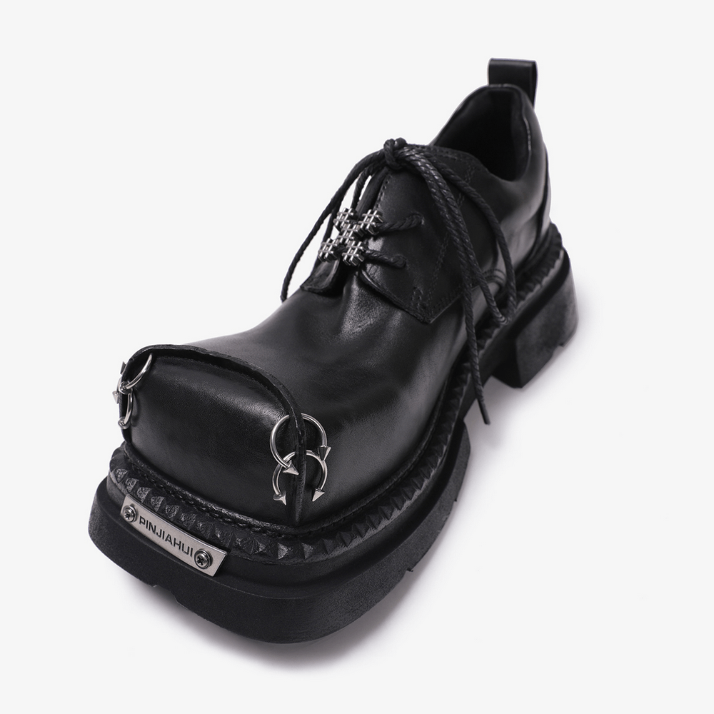 Women's Punk Derby Shoes with Metal Toe Hardware