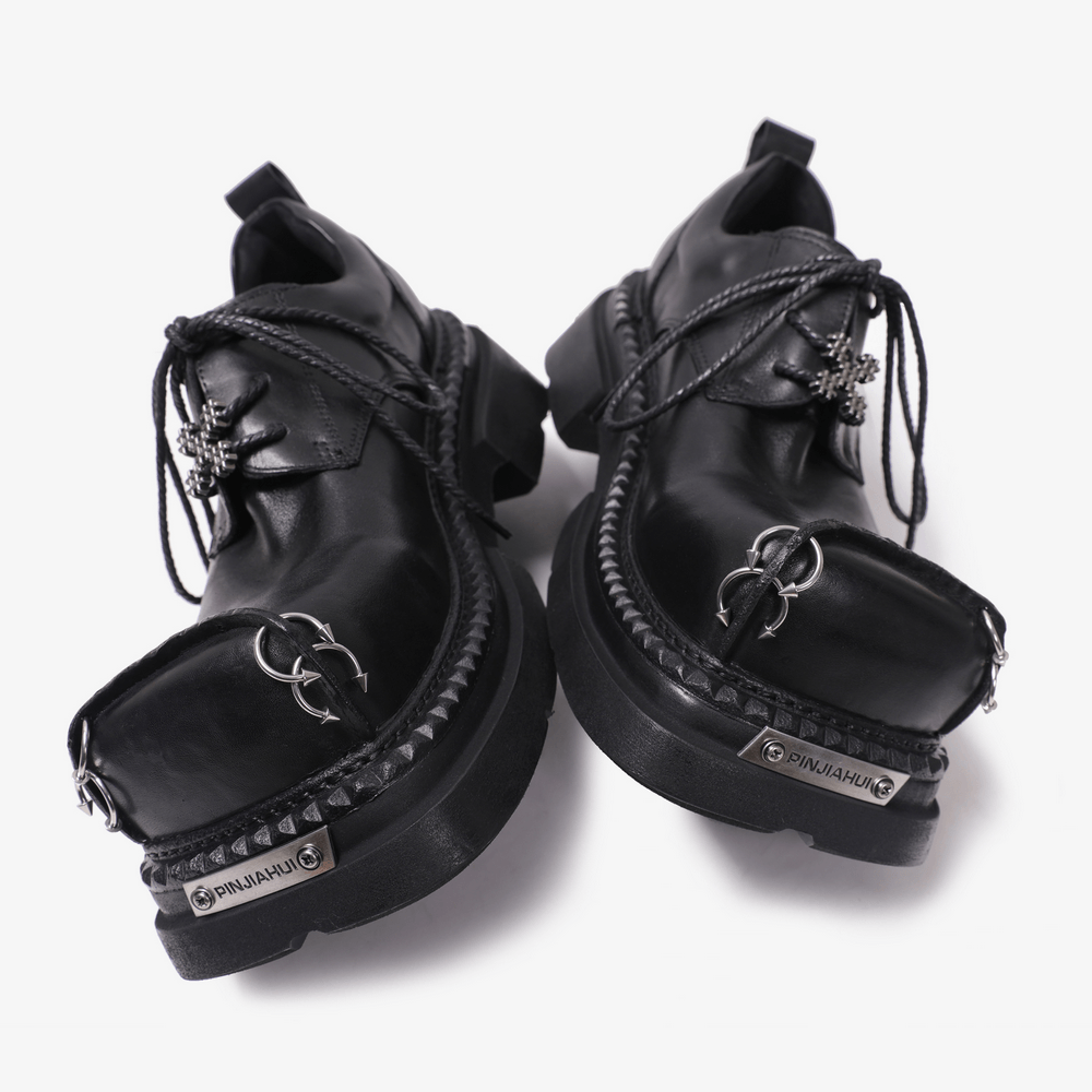 Women's Punk Derby Shoes with Metal Toe Hardware