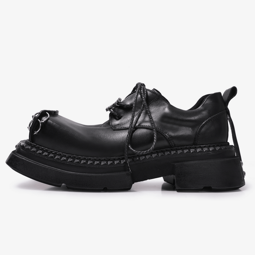 Women's Punk Derby Shoes with Metal Toe Hardware