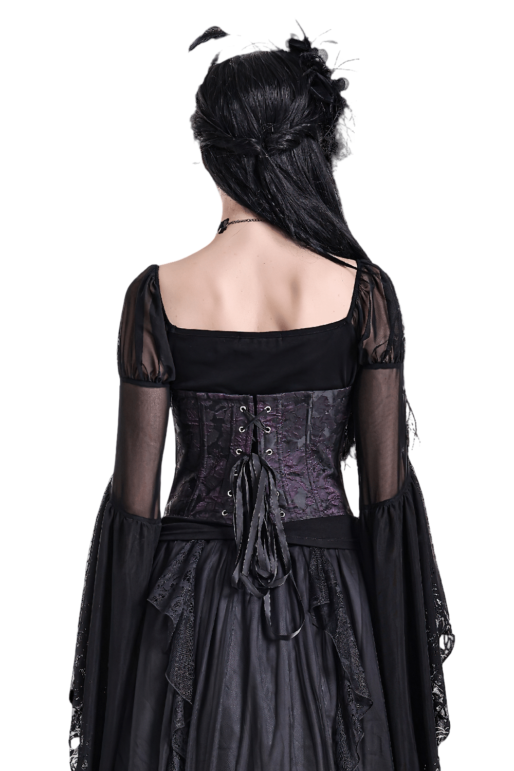 Women's Purple Gothic Jacquard Overbust Corset