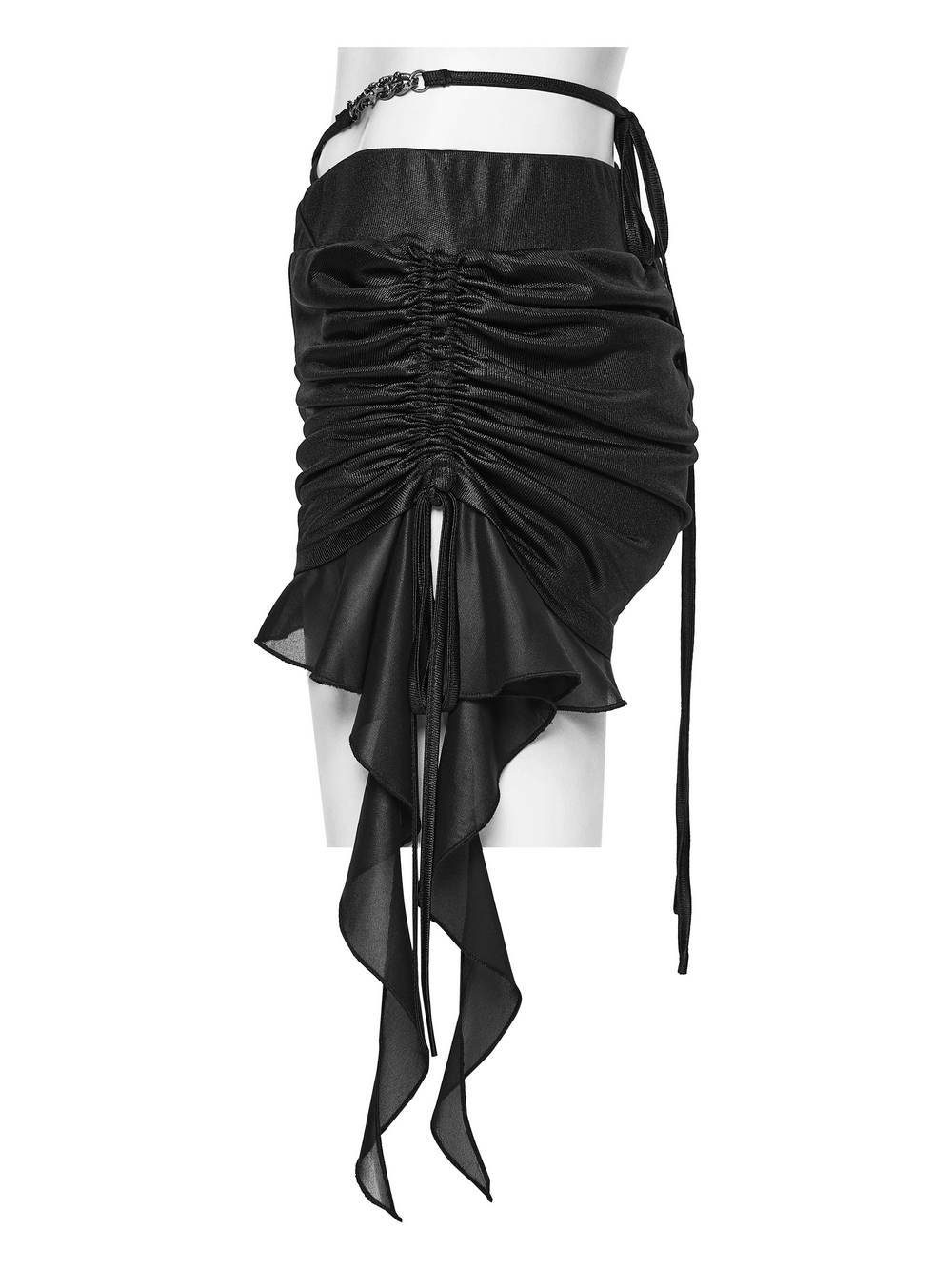 Women's Ruched Goth Shorts With Chiffon Drape Panels