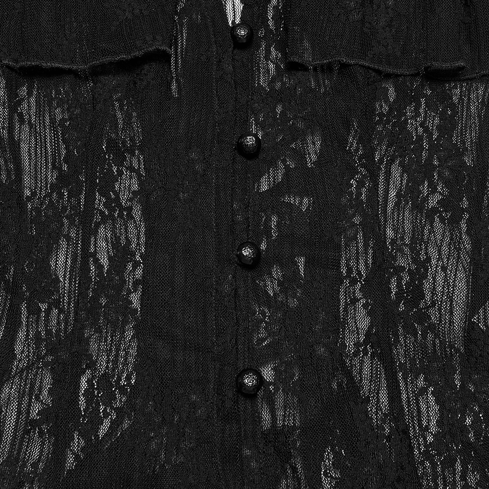 Women's Sheer Gothic Lace Up Waist Blouse Top